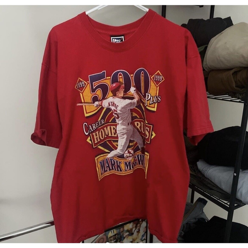 Vintage 1999 Mark Mcgwire 500 Plus Career Home Runs Shirt Size Xl Pro Player Tag